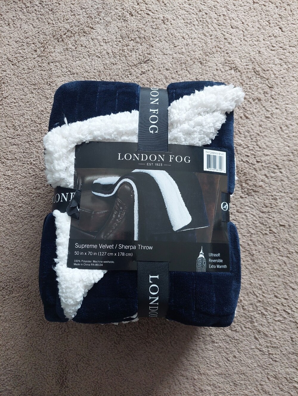 London Fog Ultrasoft Reversible Sherpa Throw Blanket